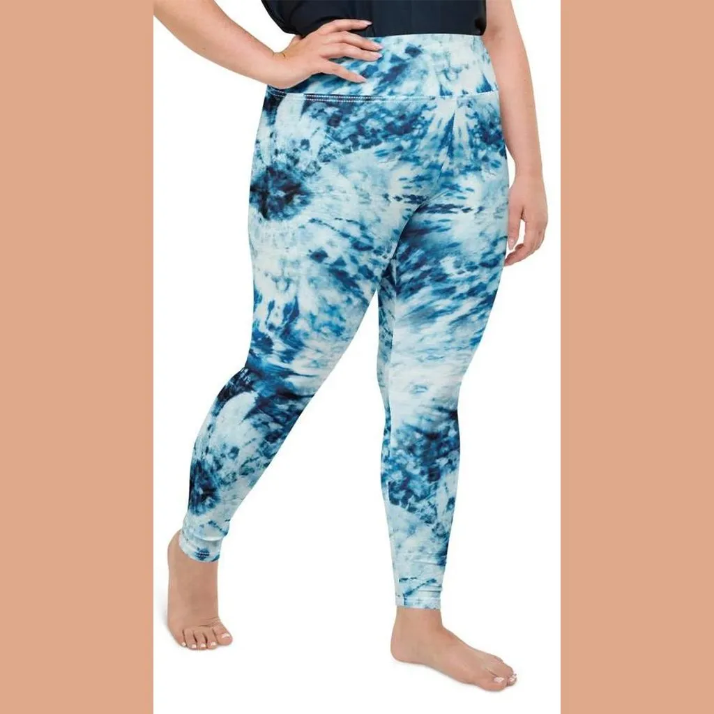 Tie Dye Indigo Plus Size Leggings