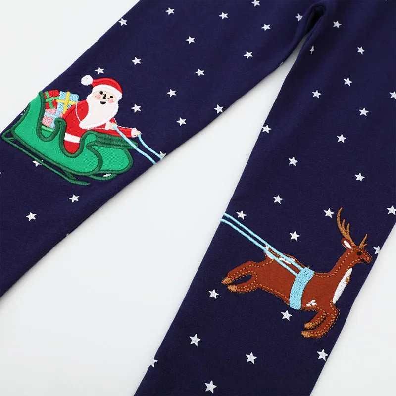 Toddler/Kid Girl's Christmas Santa Design Cotton Leggings