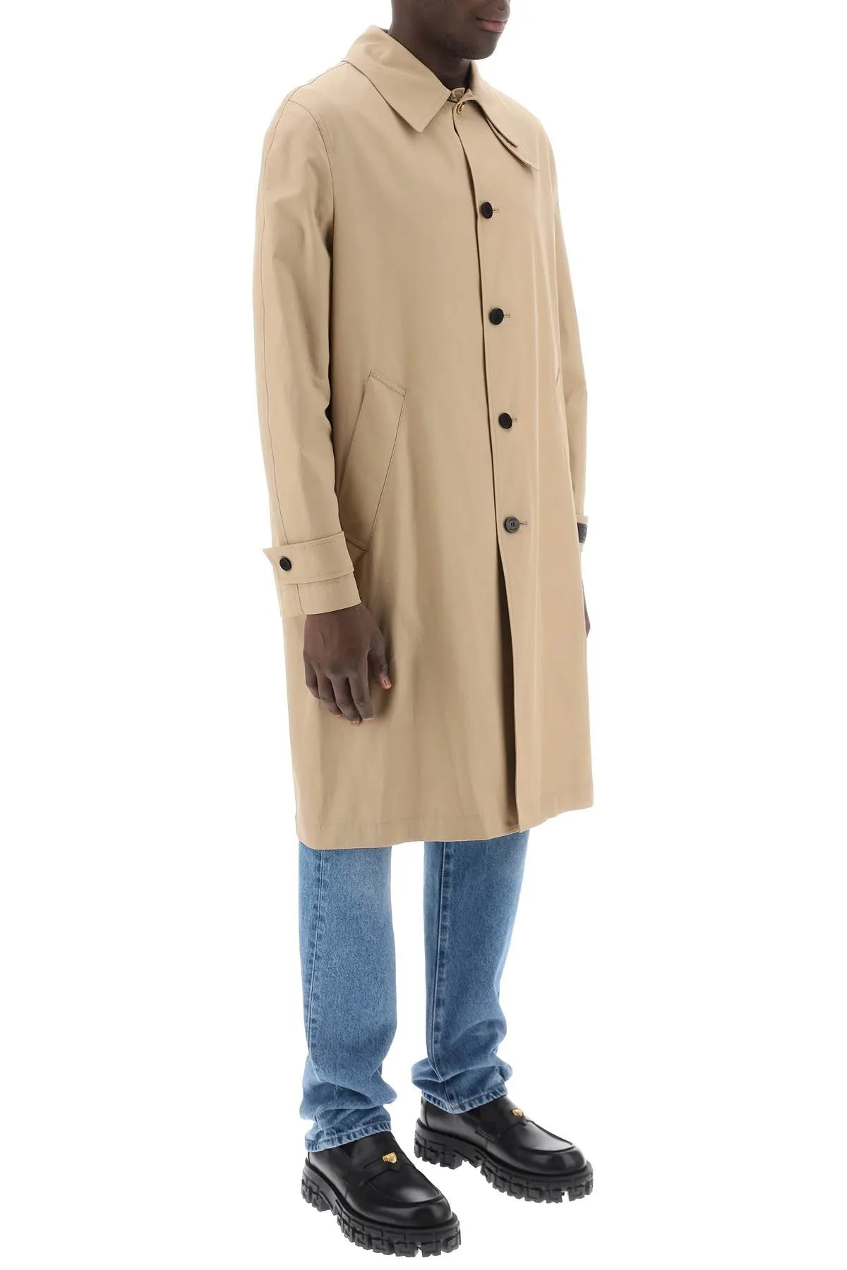 Versace Single-Breasted Waterproof Coat With