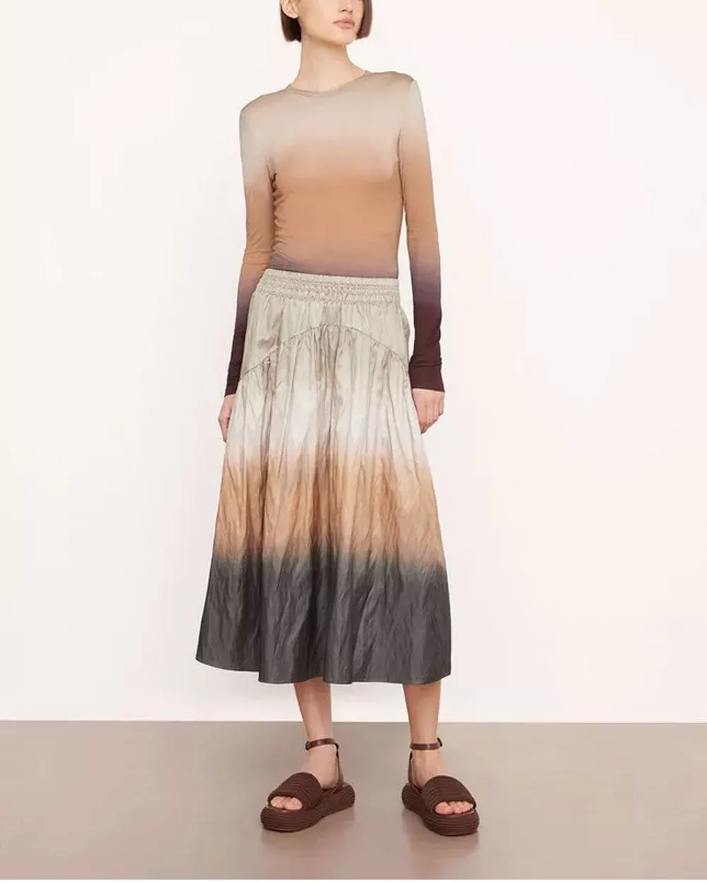 Vine Dip Dye Smocked Skirt