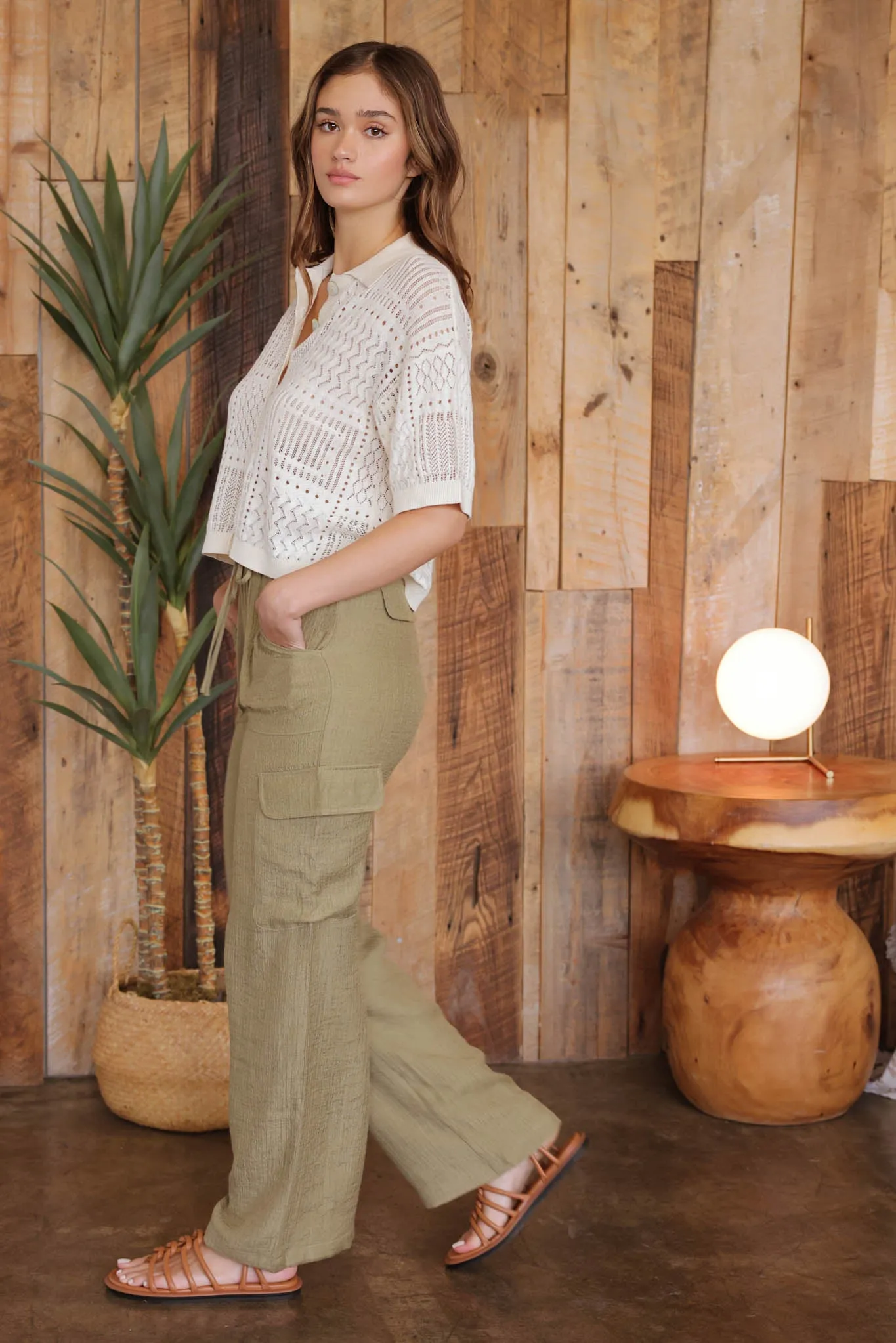 WIDE LEG DRAWSTRING CARGO PANTS