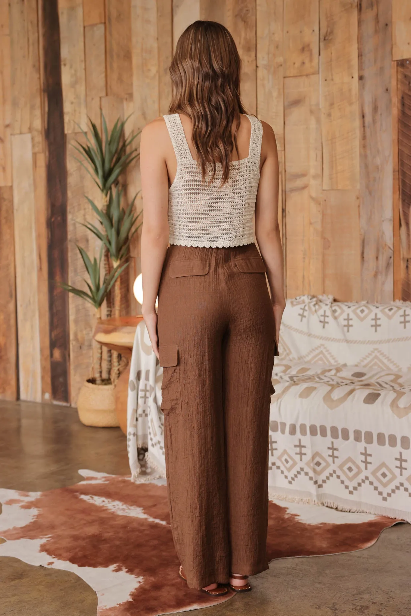 WIDE LEG DRAWSTRING CARGO PANTS