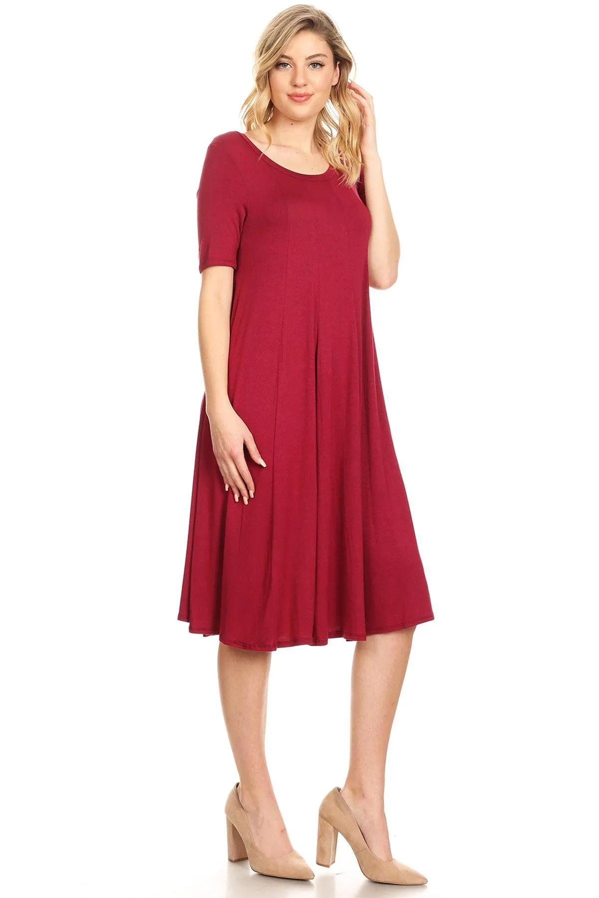 Women's A-Line Short Sleeve Jersey Knit Relaxed Fit Maternity Dress S-3XL