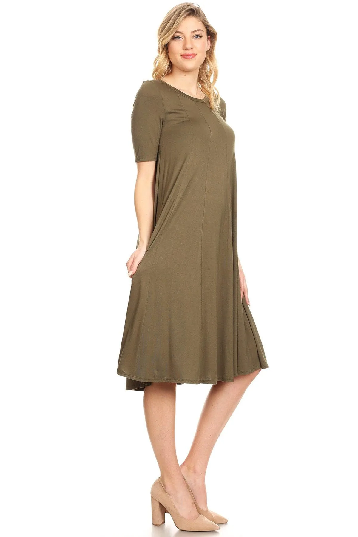 Women's A-Line Short Sleeve Jersey Knit Relaxed Fit Maternity Dress S-3XL