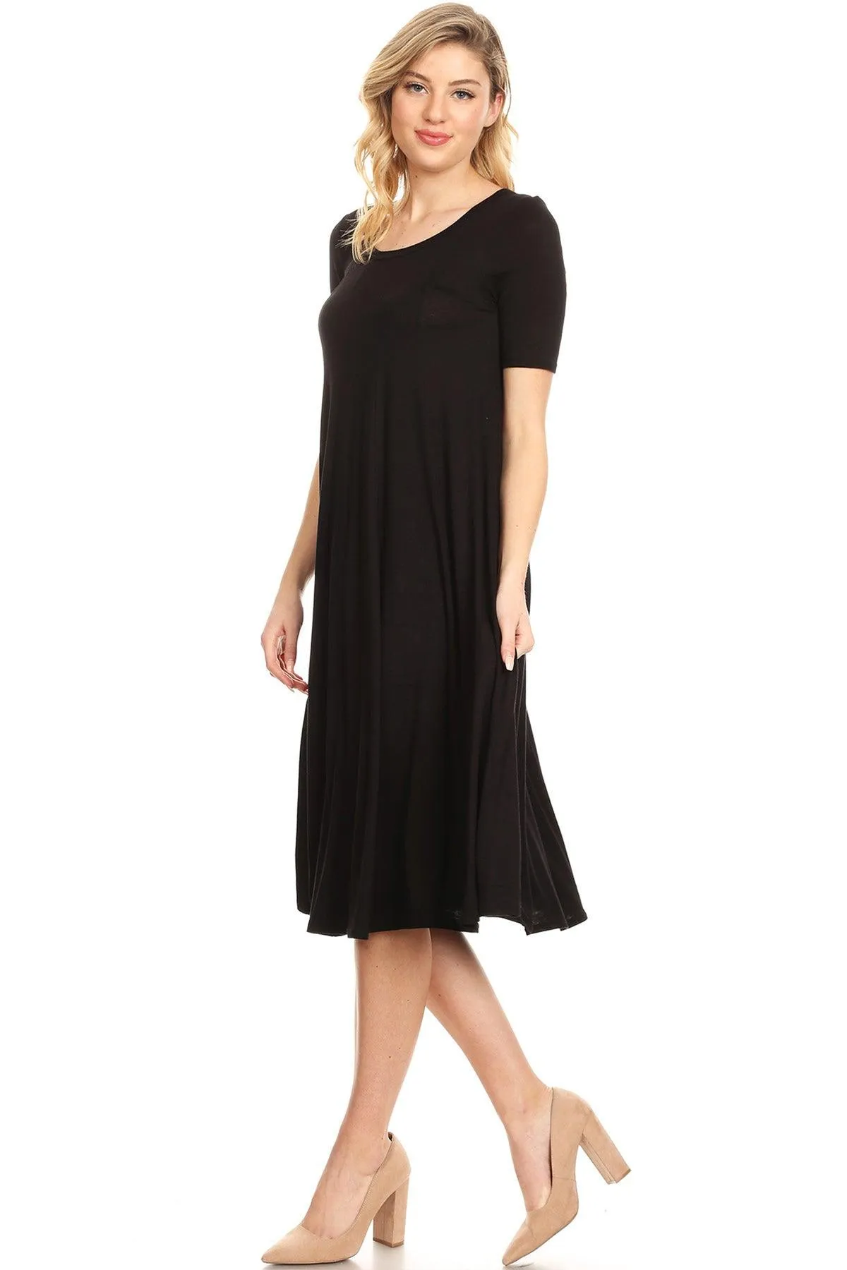 Women's A-Line Short Sleeve Jersey Knit Relaxed Fit Maternity Dress S-3XL