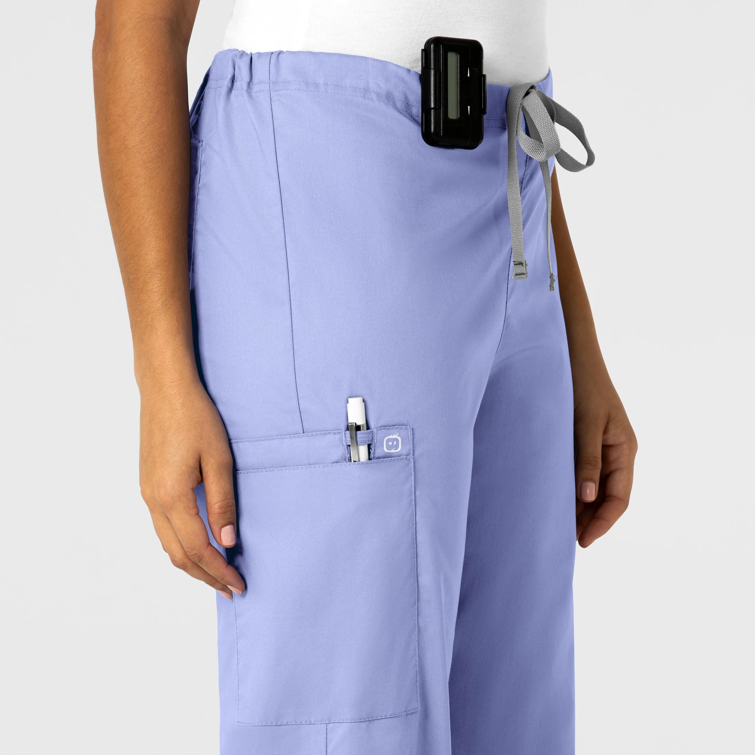 WonderWORK Unisex Drawstring Cargo Scrub Pant - Ceil Blue