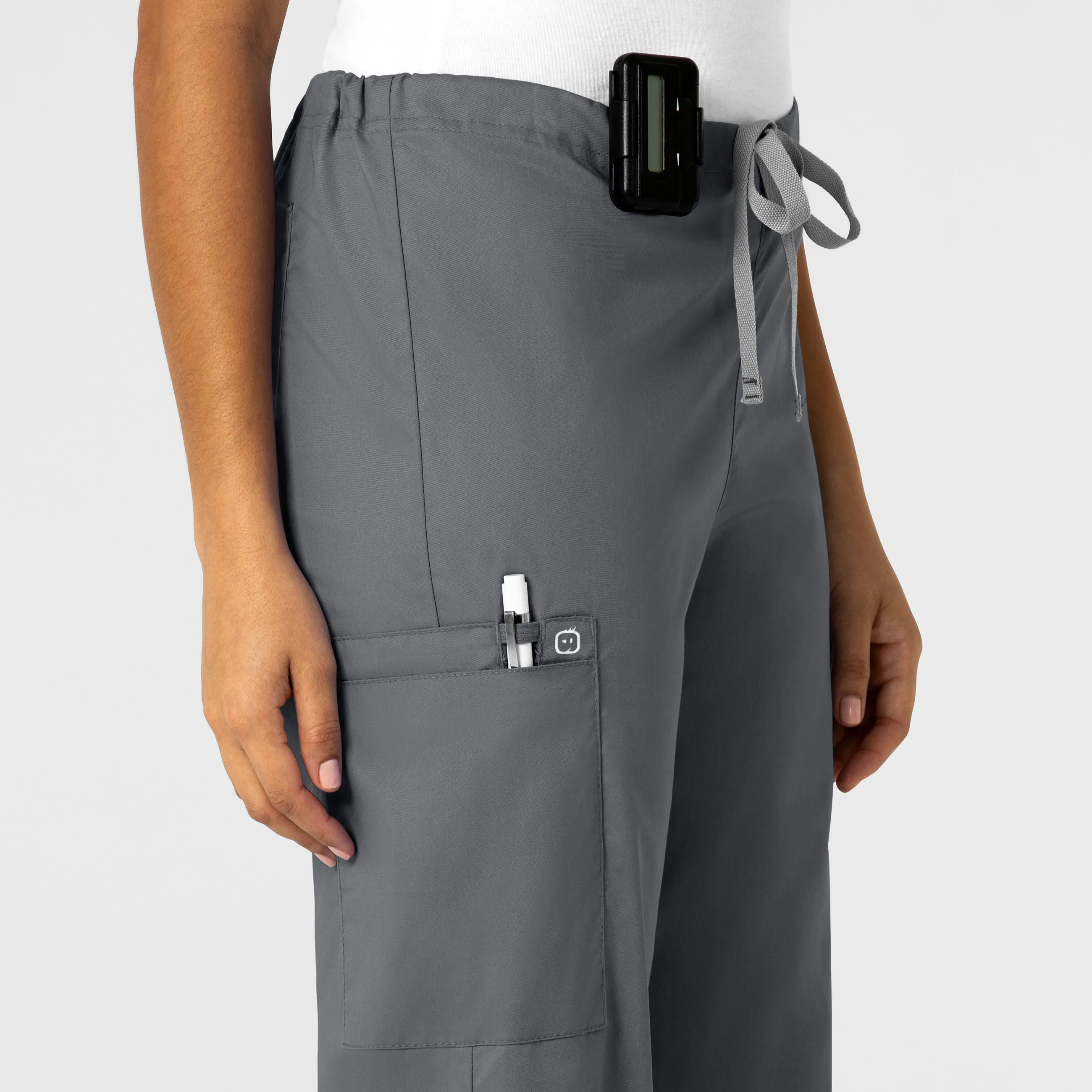 WonderWORK Unisex Drawstring Cargo Scrub Pant - Pewter