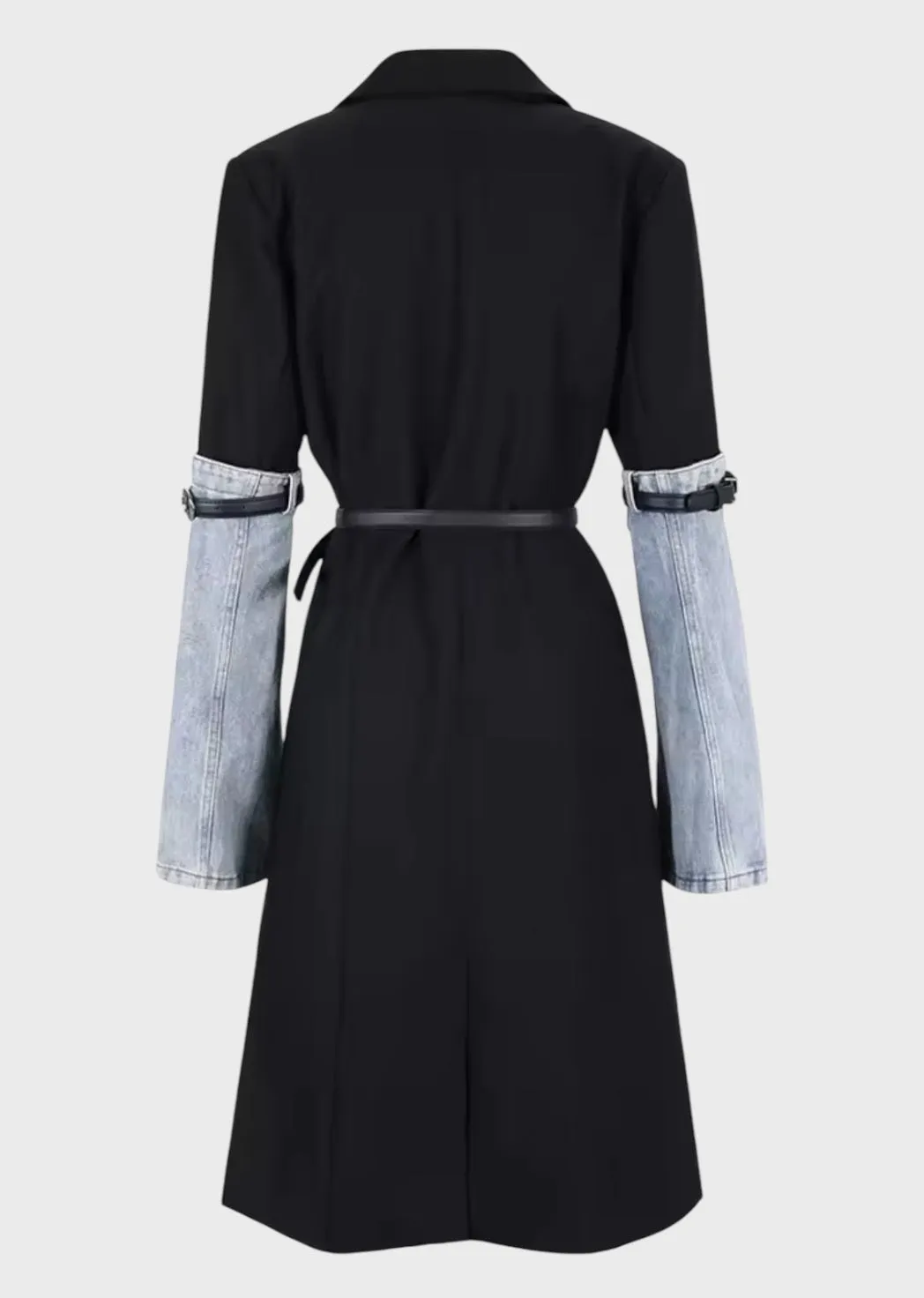 Xaviera Denim Patchwork Trench Coat