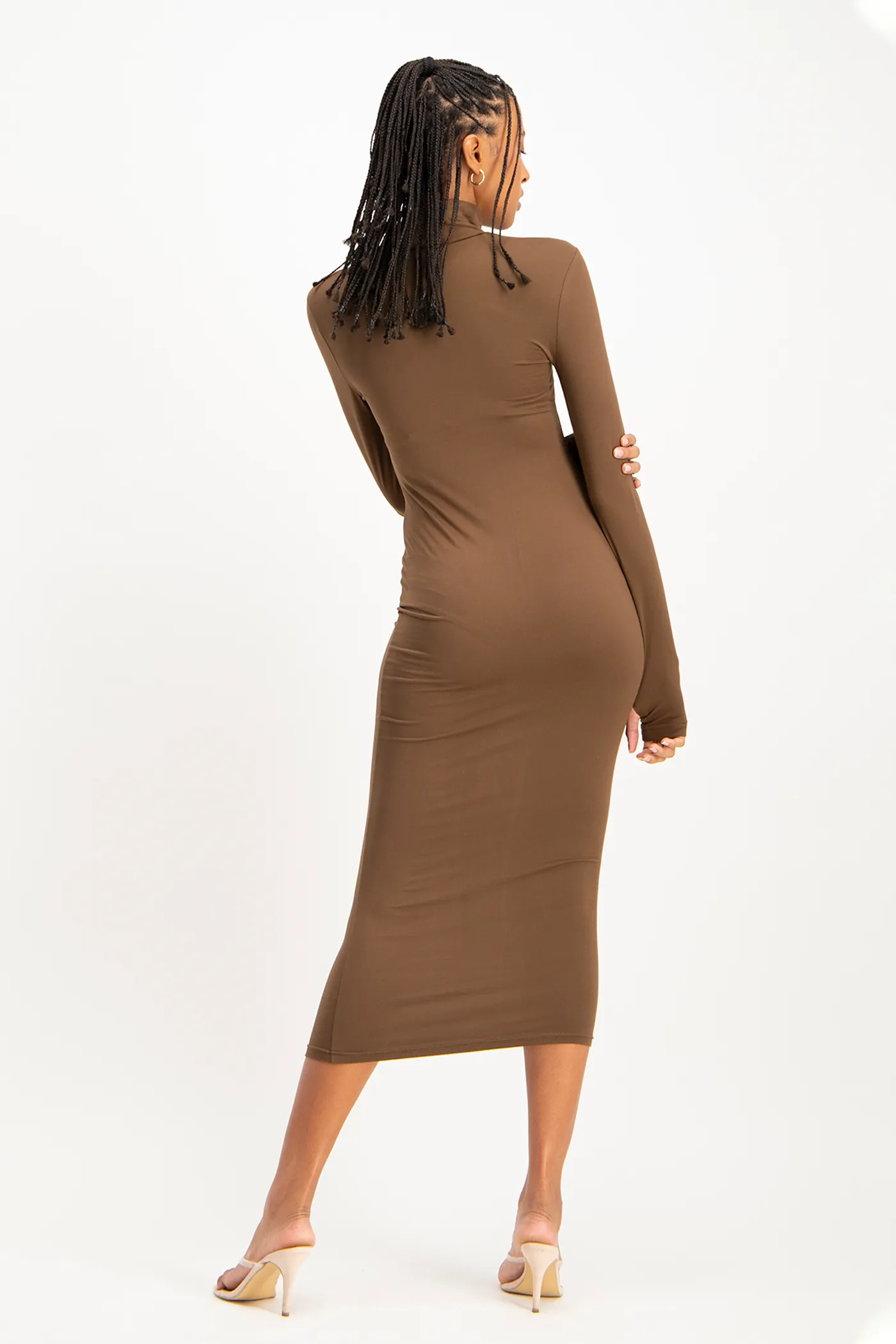 Yolanda Poloneck Bodycon Dress - Pinecone