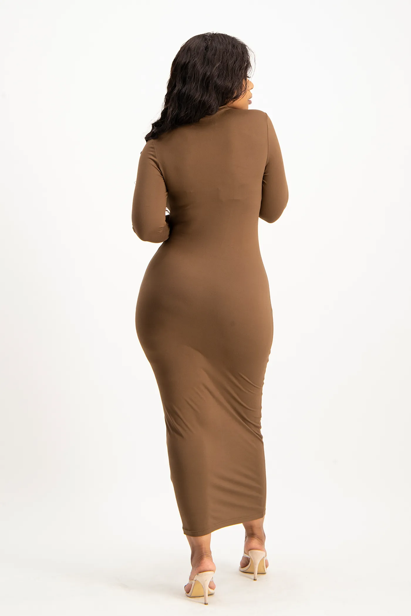 Yolanda Poloneck Bodycon Dress - Pinecone