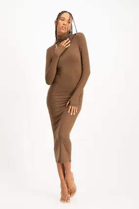 Yolanda Poloneck Bodycon Dress - Pinecone