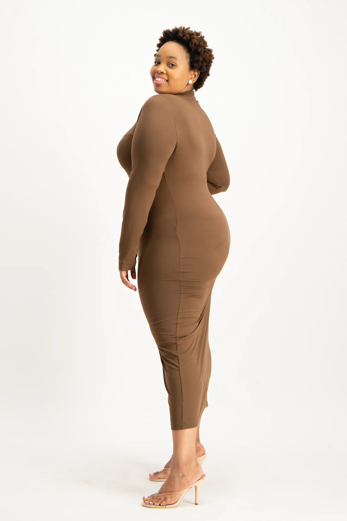 Yolanda Poloneck Bodycon Dress - Pinecone