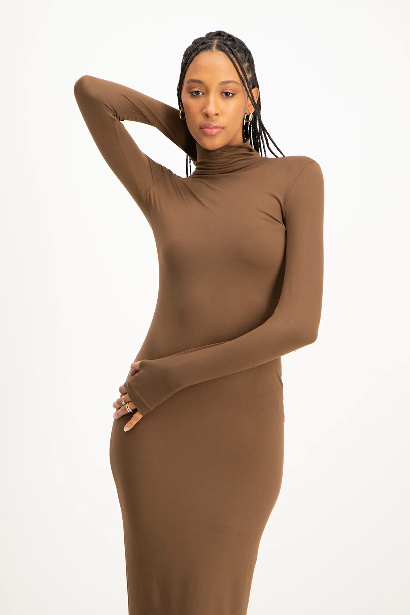 Yolanda Poloneck Bodycon Dress - Pinecone