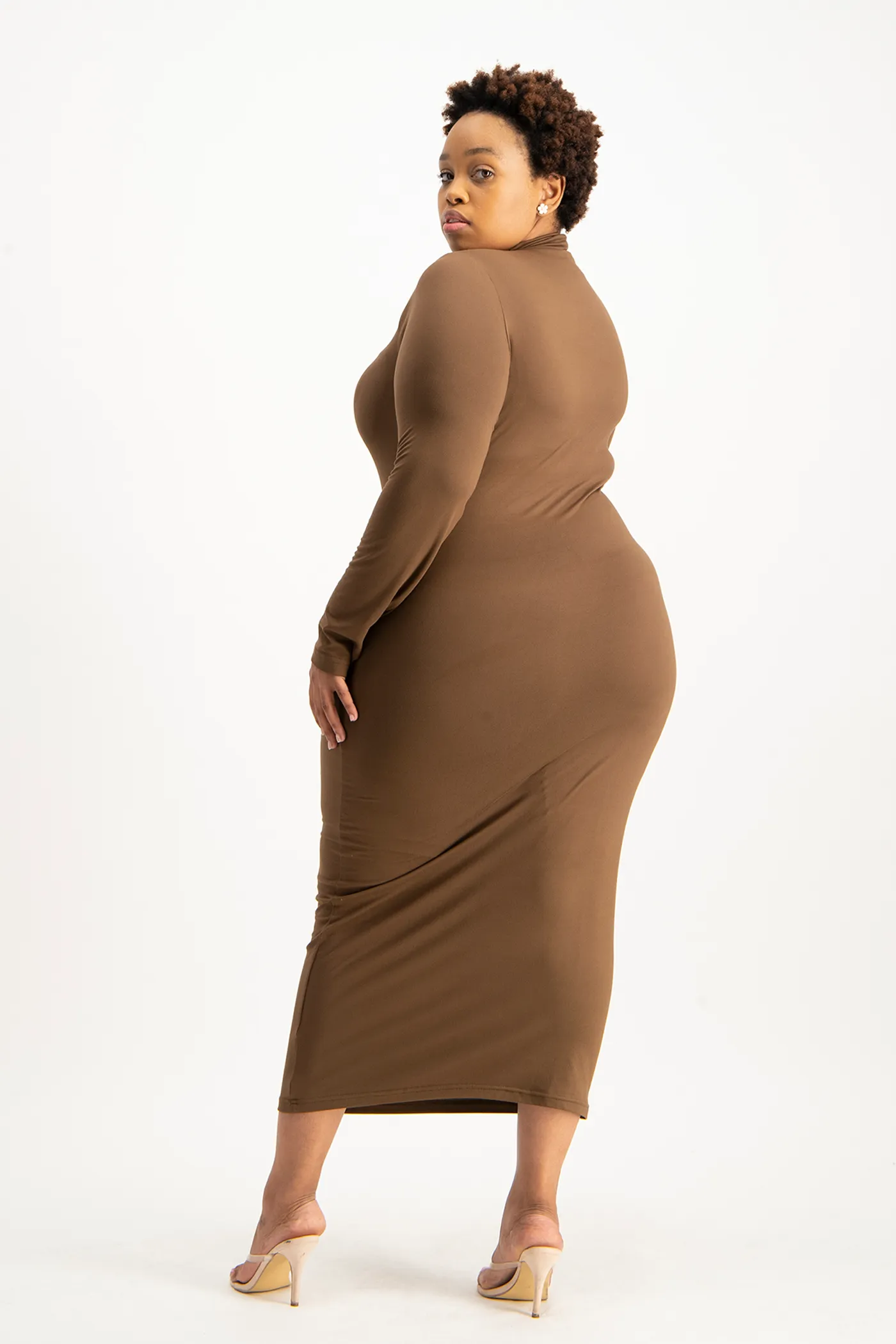 Yolanda Poloneck Bodycon Dress - Pinecone