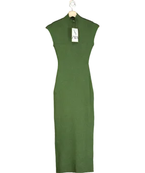 ZARA Green High-neck Knit Dress UK S